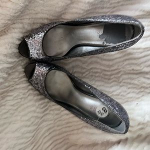 Guess silver glitter heels